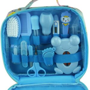 طقم ادوات العناية بالطفل، 13 قطعة اكسسوارات بالبيبي حديث الولادة مع شنطة، من TOYS-EGYPT ، أزرق