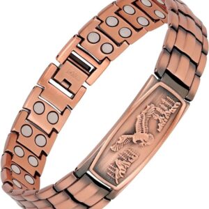 سوار نحاسي للرجال من ازوني اساور نحاسية 99.99% النحاس النقي مع اداة قياس قابلة للتعديل مجوهرات علاجية مغناطيسية بنمط نسر قطعة واحدة