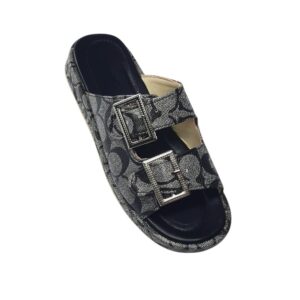 شبشب نسائي مودرن ب2 ابزيم، جلد صناعي متميز ، نعل مريح