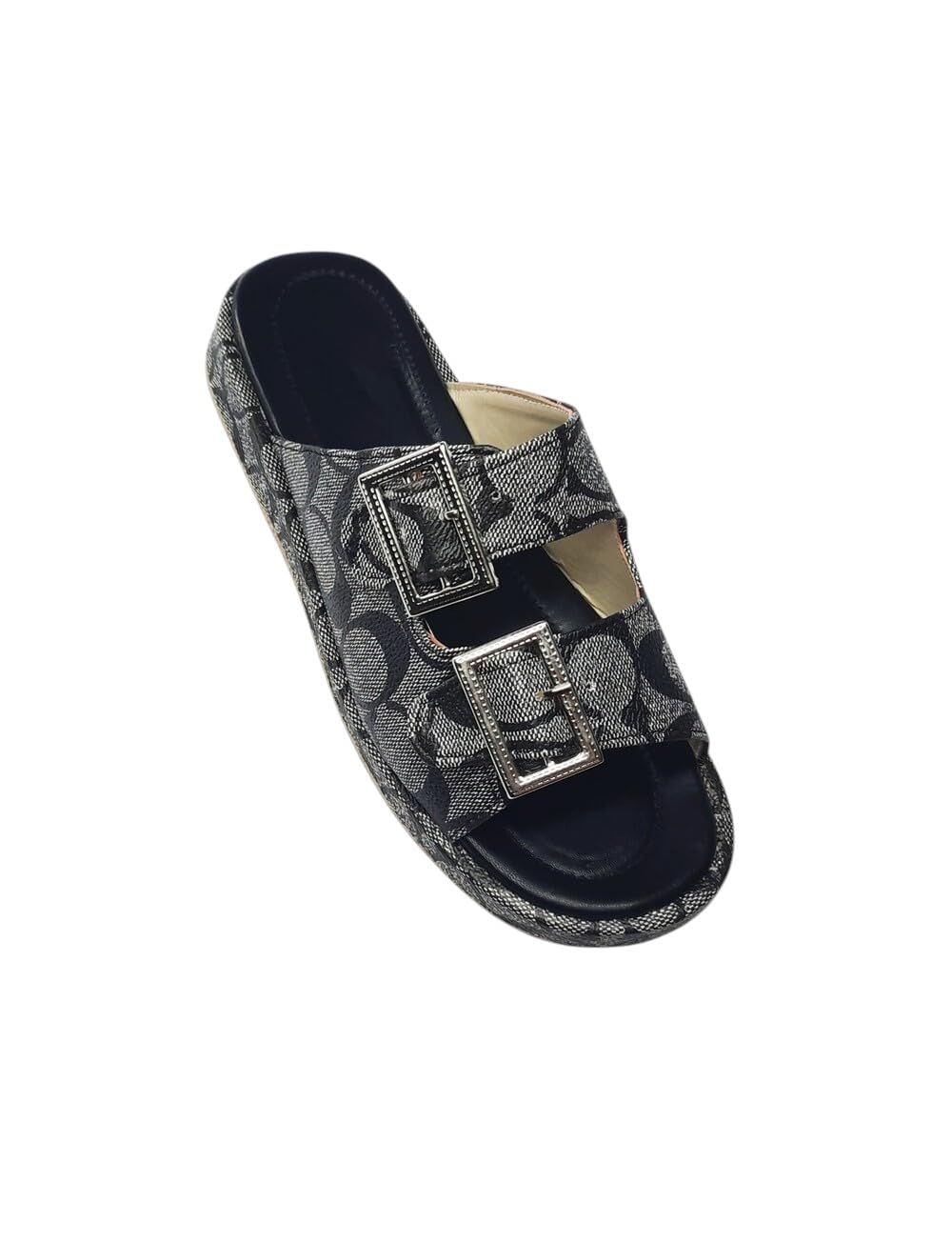 613M3b1xiJL شبشب نسائي مودرن ب2 ابزيم، جلد صناعي متميز ، نعل مريح