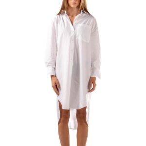 بلوزة طويلة كبيرة الحجم من البوبلين للنساء من ايه اس تي كيه