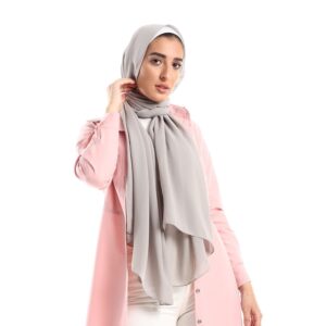 طرحة شيفون كريب سادة للنساء - رمادي