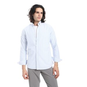 قميص اوكسفورد مخطط 972 من تايت ستيتش، مقاس M، لون ازرق