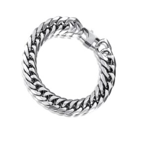 إسورة من دووماما للرجال، مصنوعة من الستانلس ستيل، بلون فضي وتصميم تقليدي، بطول 21 سم