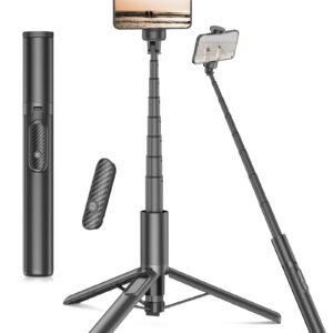 TONEOF 170cm Selfie Stick Tripod, All in 1 Monopod Smartphone Tripod Extendable with Wireless Remote Aluminum 360° Rotation Selfie Stick Tripod Lightweight for iPhone and Android-Black