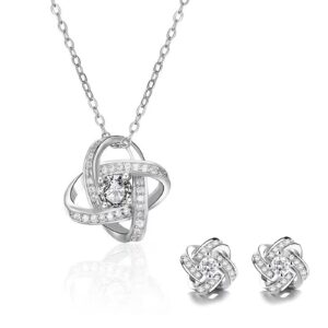 طقم عقد بقلادة من الفضة الاسترلينية مطلي بالبلاتين، مجموعة قلادة بدلاية زركونيا مكعبة للنساء والفتيات، ذهبي