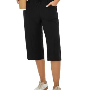 بنطلون رياضي للنساء من ديميجيمي، بنطلون كابري 3/4 من القطن بخصر مرتفع للقراصنة مع جيوب لليوغا والجري