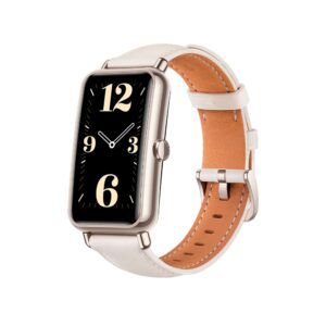 HUAWEI Watch Fit Mini Smartwatch, 1.47" Rectangle AMOLED Display, 70% Screen-to-body Ratio, 2-Week Battery Life, All-Day SpO2 Monitoring, Professional Women's Health Care, Leather Strap, Frosty White