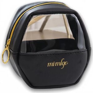 طقم شنط تنظيم مستحضرات التجميل والمكياج، تأتي بمظهر جلدي مع واجهة شفافة، مناسبة للنساء ومستلزمات العناية بالبشرة والإكسسوارات للسفر، لونين أسود/وردي، 3 قطع (أسود)