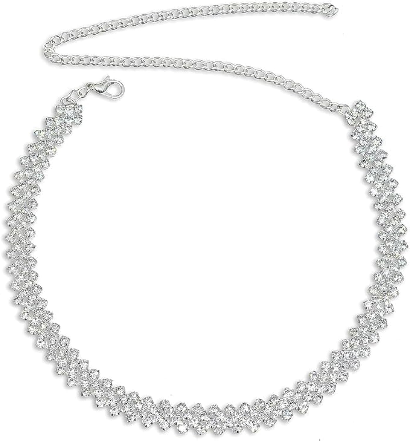 6169i5fNgvL قلادة من حجر الراين كريستال لامعة عقد فضة الماس سلسلة مجوهرات عصرية بسيطة للحفلات والرقبة اكسسوارات الراقصة هدايا للنساء والفتيات