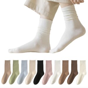 10 ازواج من الجوارب النسائية لمنتصف الساق - جوارب رياضية كاجوال جيدة التهوية وممتصة للعرق مع تحكم في الرائحة | الوان متنوعة | ناعمة ومريحة للارتداء اليومي