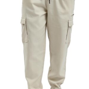 بنطلون رياضي بقصة عادية وجيوب للرجال بلون بيج فاتح من ريفين