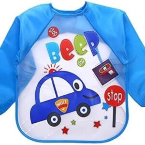 مريلة رضاعة مقاومة للماء باكمام طويلة قابلة للغسل للاطفال والرضع