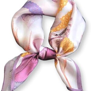 '100% Mulberry Silk Neck Scarf 21''x21'' Small Square Scarfs for Women, Silk Bandana, Square Silk Scarves for Women, Bag Handle Scarf'