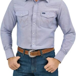 قميص عمل بتصميم ويسترن بأزرار كبس ولمسة نهائية مغسولة للرجال من رانجلر