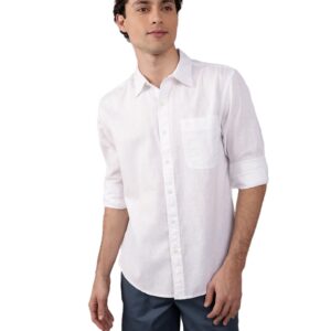 قميص من مزيج الكتان للرجال، بأكمام طويلة وأزرار من امريكان ايجل