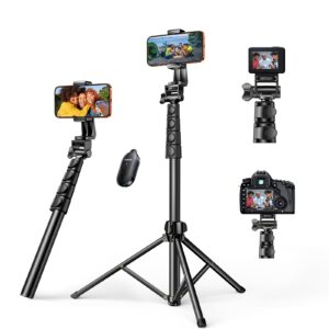 UGREEN 170 cm Phone Tripod Selfie Stick with Bluetooth Remote Control Phone Stand for Photography All in 1 100% Aluminum Metal, Foldable, Lightweight, Tripod for All Smartphone, GO Pro, Digital Camera