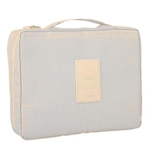 شنطة ادوات الزينة الصغيرة بلون اوف وايت للرجال والنساء مع خطاف للماكياج، مستلزمات الحمام والعناية الشخصية، اوف وايت، شنطة مرحاض