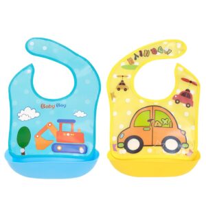 بافتة طعام للأطفال مصنوعة من السيليكون وخالية من البيسفينول أ ومقاومة للماء وقابلة للغسل ومناسبة للأولاد والبنات، عبوة من قطعتين