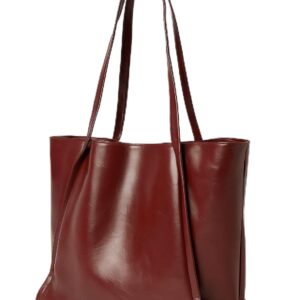 شنطة كتف جلدية للنساء بسعة كبيرة للعمل والمدرسة والسفر والاستخدام اليومي، أنيقة مع أحزمة طويلة وتصميم خفيف الوزن ومتين