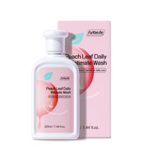 غسول انثوي من فو يان جي برائحة اوراق الخوخ للمنطقة الحميمة والنظافة والحكة، غسول جسم متوازن بدرجة حموضة مع حمض اللاكتيك للبشرة الحساسة، ترطيب لطيف، تحييد الروائح والنظافة اليومية، 220 مل/7.2 اونصة