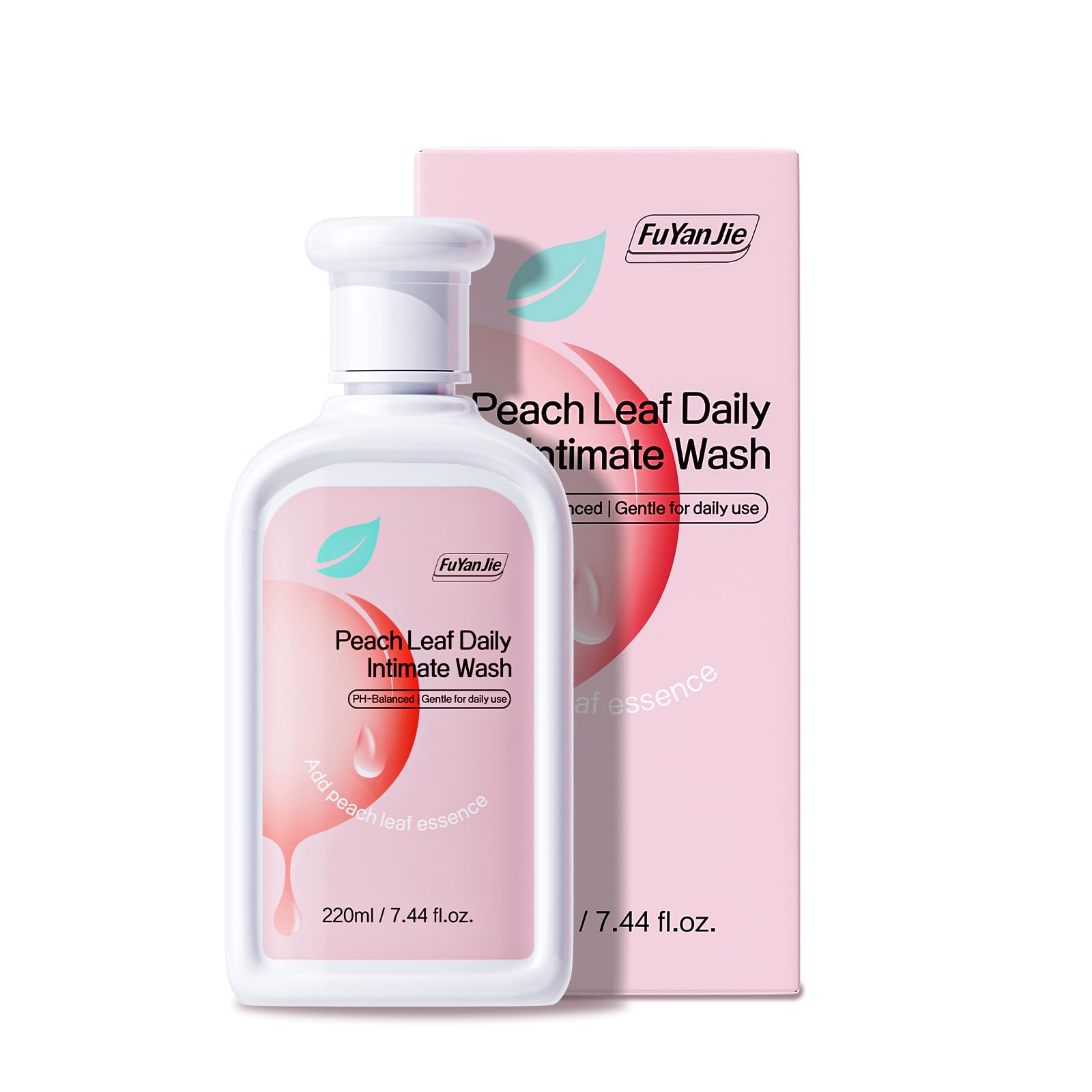 61BckMC8eTL غسول انثوي من فو يان جي برائحة اوراق الخوخ للمنطقة الحميمة والنظافة والحكة، غسول جسم متوازن بدرجة حموضة مع حمض اللاكتيك للبشرة الحساسة، ترطيب لطيف، تحييد الروائح والنظافة اليومية، 220 مل/7.2 اونصة