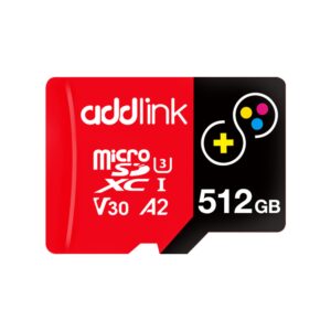 addlink 512GB Micro SD Card for Gaming Nintendo-Switch 1 4K Camera Pro A2 V30 for Smartphone, Gopro, Action Cams, 4K UHD Video Recording Up to 100MB/s, UHS-I U3 C10 Class 10 with Adapter