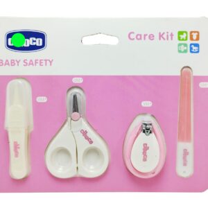 -مجموعة العناية الاولية للاطفال من 4 قطع - مجموعة العناية بالاظافر للاطفال وحديثى الولادة مقص وقصافة اظافر ومبرد للاظافر مع منظف لانف واذن الاطفال ، لون بينك من رنا ستور
