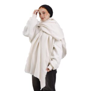 شال صوف موهير سادة للخريف والشتاء - سكارف تدفئة للجنسين