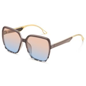 نظارات شمسية كبيرة الحجم للنساء بتصميم رترو مربع بنمط السبعينيات عصرية كبيرة وكبيرة وظلال عريضة للحماية من الاشعة فوق البنفسجية