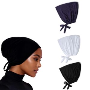 قبعة داخلية للرأس لارتدائها تحت الحجاب للنساء قابلة للتعديل بتصميم ملفوف مع شريط مطاطي جيدة التهوية للارتداء اليومي من جود تول