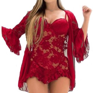 لانجيري احمر قصير سكسي شفاف للنساء، موديل جديد من فور اتش، كود 9