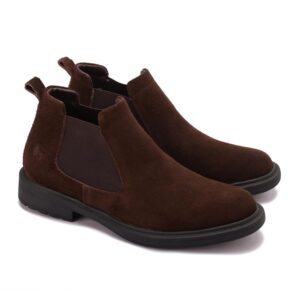 هاف بوت رجالي مميز مصنوع من شمواه أنيق ونعل رابر مقاوم للإنزلاق