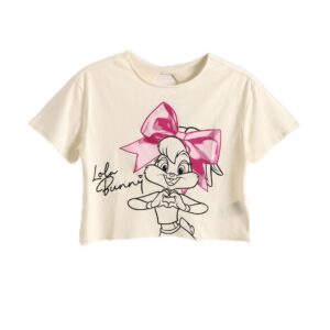 تيشرت مطبوع للبنات برقبة دائرية وأكمام قصيرة من ال سي وايكيكي