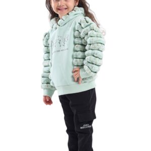 بيجامة بناتي فرو مطرز أنيق من قطعتين (ورد فرو ) - مقاس من زيزو