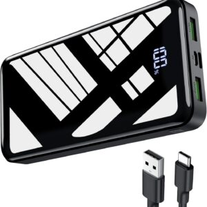 27000mAh Power Bank, 22.5W USB-C Portable Charger Fast Charging with LED Display, 3 Outputs and 2 Inputs Battery Pack for iPhone 15 14 13 12 Pro Black