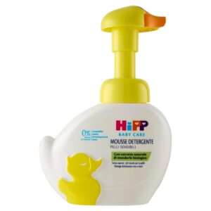 هي بي بي موس تنظيف على شكل بطة لطيفة للاطفال من بيبي سانفت، ينظف ويرطب الجسم واليدين للبشرة الحساسة مع مستخلص اللوز العضوي الطبيعي، 1 × زجاجة 250 مل