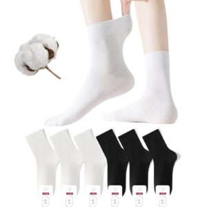 جوارب كاجوال مقاومة للروائح بطول نصف عضلة الساق للنساء مصنوعة من القطن بنسبة 100% جيدة التهوية وماصة للعرق من لولاكس، أبيض، 6 أزواج