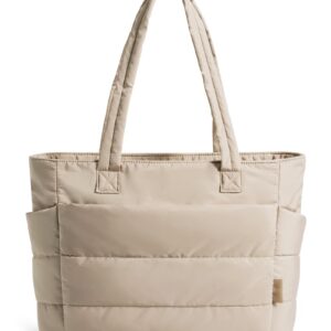 شنطة توت منتفخة للنساء، شنطة كتف مبطنة خفيفة الوزن مع مساحات تخزين متعددة، مثالية للسفر والعمل وصالة الالعاب الرياضية