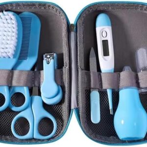 أدوات العناية بالطفل 8 في 1 - أساسيات العناية بالرضع وسلامتهم (لون أزرق)