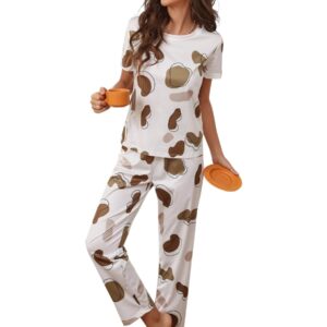 طقم بيجامة من قطن ليكرا بطبعة رسمة للنساء من لوكمارك