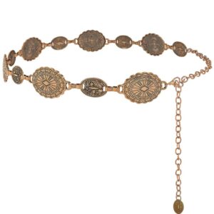 حنايا سلسلة خصر معدنية ذهبية للنساء، حزام خصر كونشو وساري، حزام عصري بوهو غربي قابل للتعديل، احزمة سلسلة للنساء للفساتين والجينز والتنانير