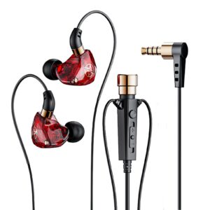 FEDAI KT-02 Wired Headphone,3-Meter Long Noise Cancelling Earphones with Mic Dynamic HD,More Convenient and Comfortable Headsets for Live Singing Recording,Karaoke, Live Video Streaming（Red 3M）