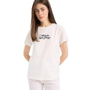 ديفاكتو تي شيرت كاجوال محبوك باكمام قصيرة ورقبة دائرية ضيقة وقصة عادية للنساء E9561AX