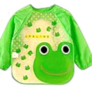 مريلة رضاعة مقاومة للماء وقابلة للغسل باكمام طويلة للرضع والاطفال - لون عشوائي