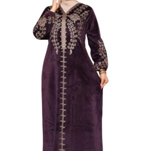 عباية للنساء مصنوعة من المخمل، مطرزة بتصميم عصري أنيق، مقاس كبير، مناسبة للشتاء