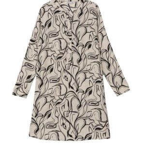 LC واكيكي بلوزة طويلة منقوشة بياقة كريزي للنساء