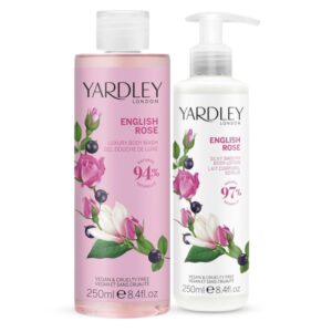 ياردلي لندن مجموعة غسول الجسم واللوشن - خلاصة الورد الانجليزي للنساء، شعور فاخر ورائحة بريطانية لا تتأثر بمرور الزمن، مجموعة غسول الجسم واللوشن مع الاناقة والانتعاش للهدايا