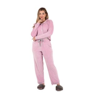 طقم بيجامة قطيفة مضلعة شتوية للنساء | بيجامة حريمي شتوية قطيفة مضلعة كلاسيكية | ملابس نوم مريحة وناعمة | صناعة مصرية من زدكوتكس