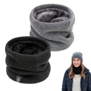 وشاح تدفئة رقبة شتوي محبوك سميك وناعم ومقاوم للرياح للرجال والنساء قابل للتمدد ومريح، وشاح حراري للطقس البارد للتزلج في الهواء الطلق والجري وركوب الدراجات والمشي لمسافات طويلة من قطعتين من غوودرن